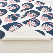 Whimsical Vrouwen: Cartoon Gezichtskunst Sherpa Deken (3/4)