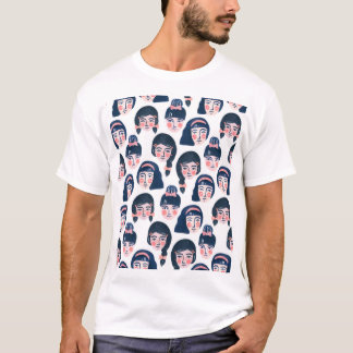 Whimsical Vrouwen: Cartoon Gezichtskunst T-shirt