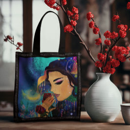 Whimsical vrouwen met rozen tote bag