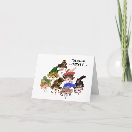 Whimsical vrouwen vrienden die brug spelen kaart (Voorkant)