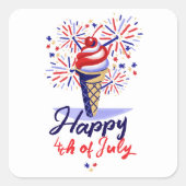 Whimsical vuurwerk Ice Cream Cone 4 juli Vierkante Sticker (Voorkant)