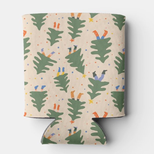 Whimsical Walking Christmas Trees Patroon Blikjeskoeler (Achterkant)