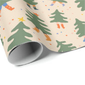 Whimsical Walking Christmas Trees Patroon Cadeaupapier (Rol Hoek)