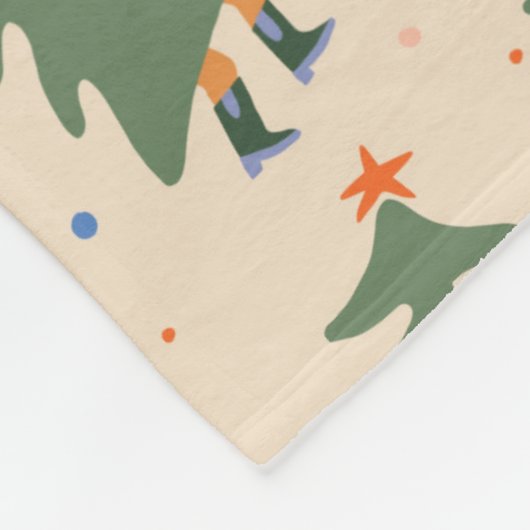 Whimsical Walking Christmas Trees Patroon Fleece Deken (Hoek)