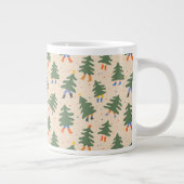 Whimsical Walking Christmas Trees Patroon Grote Koffiekop (Rechts)