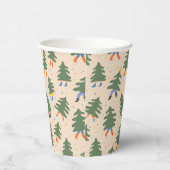 Whimsical Walking Christmas Trees Patroon Papieren Bekers (Rechts)