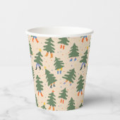 Whimsical Walking Christmas Trees Patroon Papieren Bekers (Voorkant)