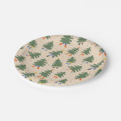 Whimsical Walking Christmas Trees Patroon Papieren Bordje (Gekanteld)