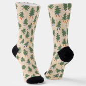 Whimsical Walking Christmas Trees Patroon Sokken (Gebogen)