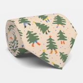 Whimsical Walking Christmas Trees Patroon Stropdas (Opgerold)