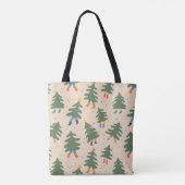 Whimsical Walking Christmas Trees Patroon Tote Bag (Achterkant)