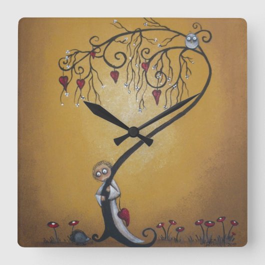 Whimsical Wall Clock Vierkante Klok (Voorkant)