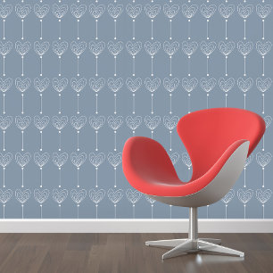 Whimsical Walls: Witte Doodle Hearts Peel & Stick Behang