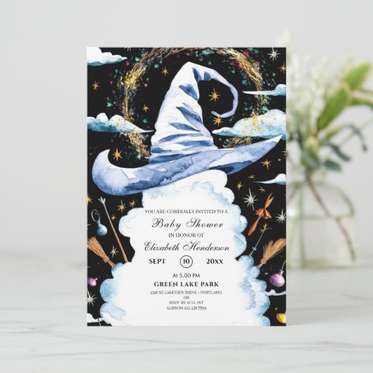 Whimsical Wand Wizard Pet Baby shower Kaart (Staand voorkant)