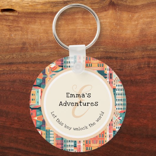 Whimsical Wanderlust Dreamscape Adventurer Sleutelhanger (Achterkant)