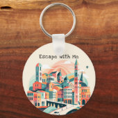 Whimsical Wanderlust Dreamscape Adventurer Sleutelhanger (Voorkant)