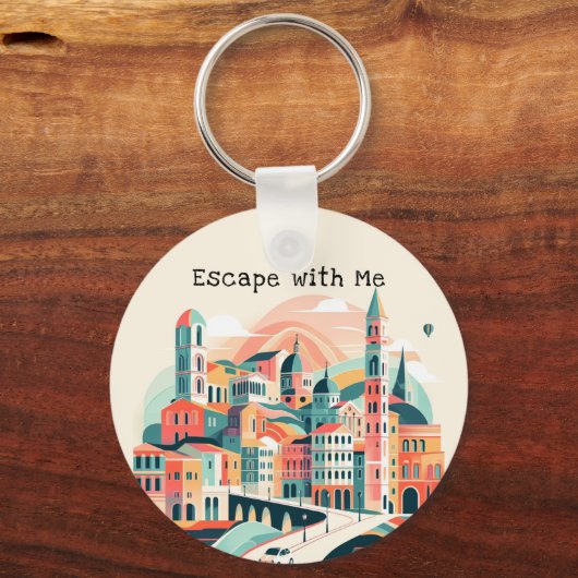 Whimsical Wanderlust Dreamscape Adventurer Sleutelhanger (Voorkant)