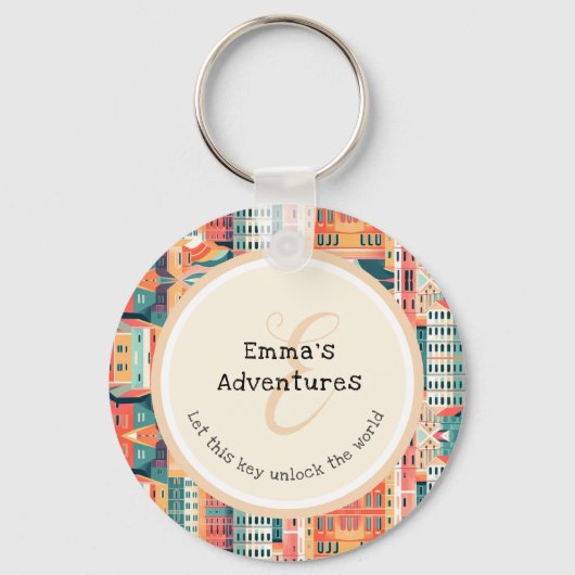 Whimsical Wanderlust Dreamscape Adventurer Sleutelhanger (Achterkant)