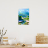 Whimsical Wanderlust, Fields of Green and Pink Poster (Keuken)