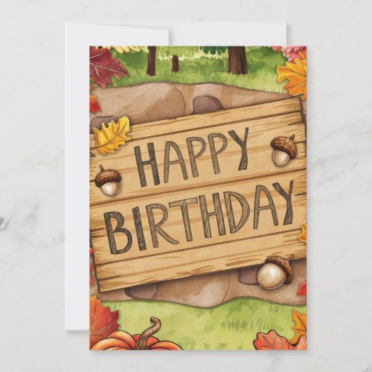 Whimsical Warm Forest Herfst Herfst Happy Birthday Kaart (Voorkant)