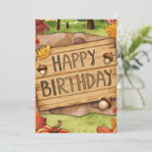 Whimsical Warm Forest Herfst Herfst Happy Birthday Kaart (Staand voorkant)