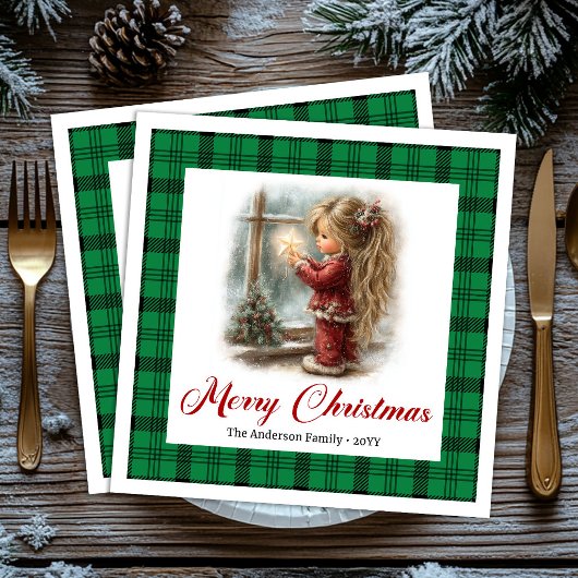 Whimsical Warm Gathering Kerst Scene Servetten