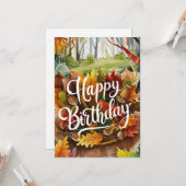Whimsical Warm Seizoen Herfst Herfst Happy Birthda Kaart (Voorkant / Achterkant in situ)
