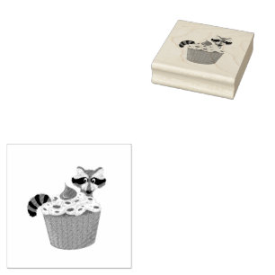 Whimsical Wasbeer & Chocolade Sprinkle Cupcake Rubberstempel