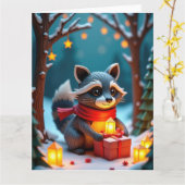 Whimsical Wasbeer met geschenken Snowy Christmas S Kaart (Gele Bloem)