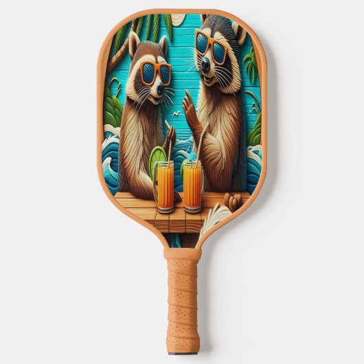 Whimsical wasberen neergestreken op rustieke tafel pickleball paddle (Voorkant)