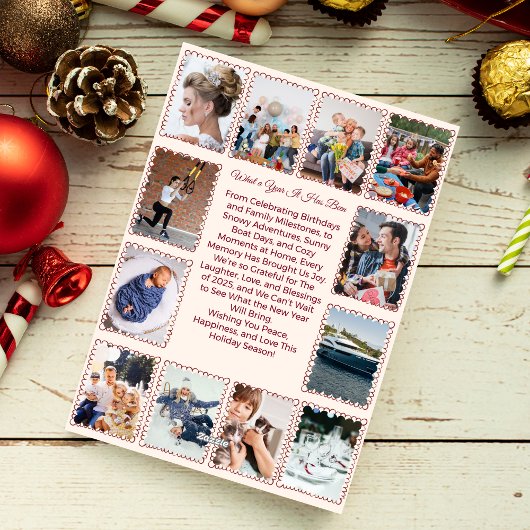 Whimsical Wat een jaar Fotocollage Kerstmis Feestdagenkaart