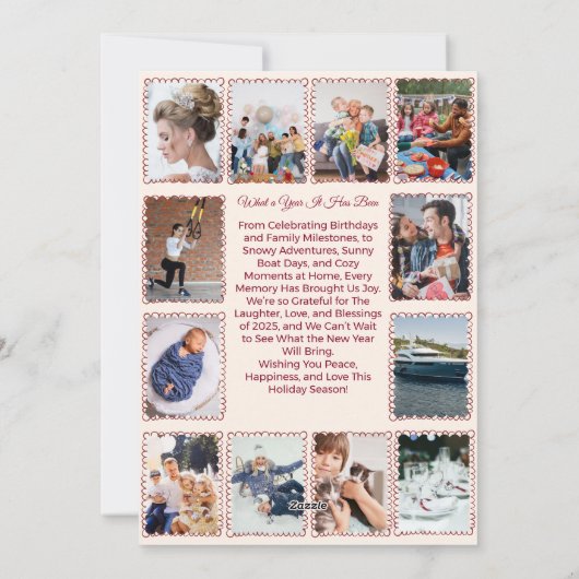 Whimsical Wat een jaar Fotocollage Kerstmis Feestdagenkaart (Achterkant)