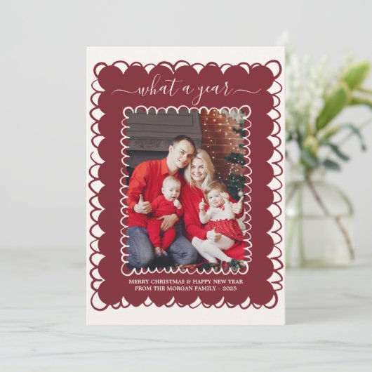 Whimsical Wat een jaar Fotocollage Kerstmis Kaart (Staand voorkant)