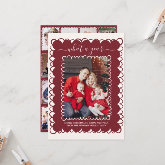Whimsical Wat een jaar Fotocollage Kerstmis Kaart (Voorkant / Achterkant in situ)