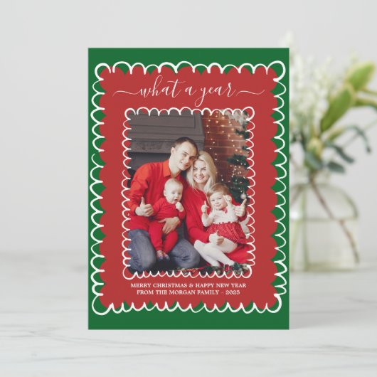Whimsical Wat een jaar Fotocollage Kerstmis Kaart (Staand voorkant)