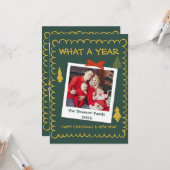 Whimsical Wat een jaar Multi Photo Christmas Green Kaart (Voorkant / Achterkant in situ)