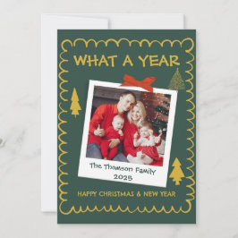 Whimsical Wat een jaar Multi Photo Christmas Green Kaart
