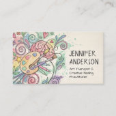Whimsical Watercolor and pen Art Therapist Visitekaartje (Voorkant)