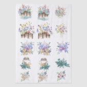Whimsical Watercolor Beachy Florals & Shells  Tissuepapier (Voorkant)