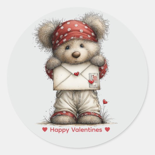 Whimsical Watercolor Bear Love Sticker (Voorkant)