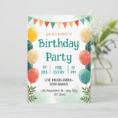 Whimsical Watercolor Birthday Celebration Invitati Kaart (Staand voorkant)