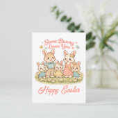 Whimsical Watercolor Bunny Family Happy Easter Feestdagenkaart (Staand voorkant)