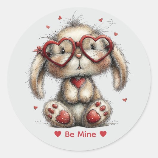 Whimsical Watercolor Bunny Love Sticker (Voorkant)