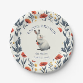 Whimsical Watercolor Bunny Meadow Easter Brunch Papieren Bordje