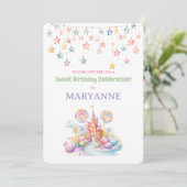Whimsical Watercolor Candy Birthday Invitation Kaart (Staand voorkant)