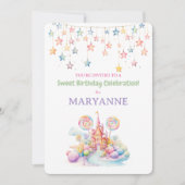 Whimsical Watercolor Candy Birthday Invitation Kaart (Voorkant)
