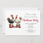 Whimsical Watercolor Chickens Modern Party Invite Kaart (Voorkant)