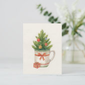 Whimsical Watercolor Christmas Tree Mug Feestdagenkaart (Staand voorkant)