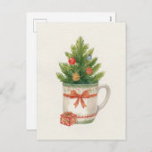 Whimsical Watercolor Christmas Tree Mug Feestdagenkaart (Voorkant / Achterkant)
