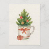 Whimsical Watercolor Christmas Tree Mug Feestdagenkaart (Voorkant)